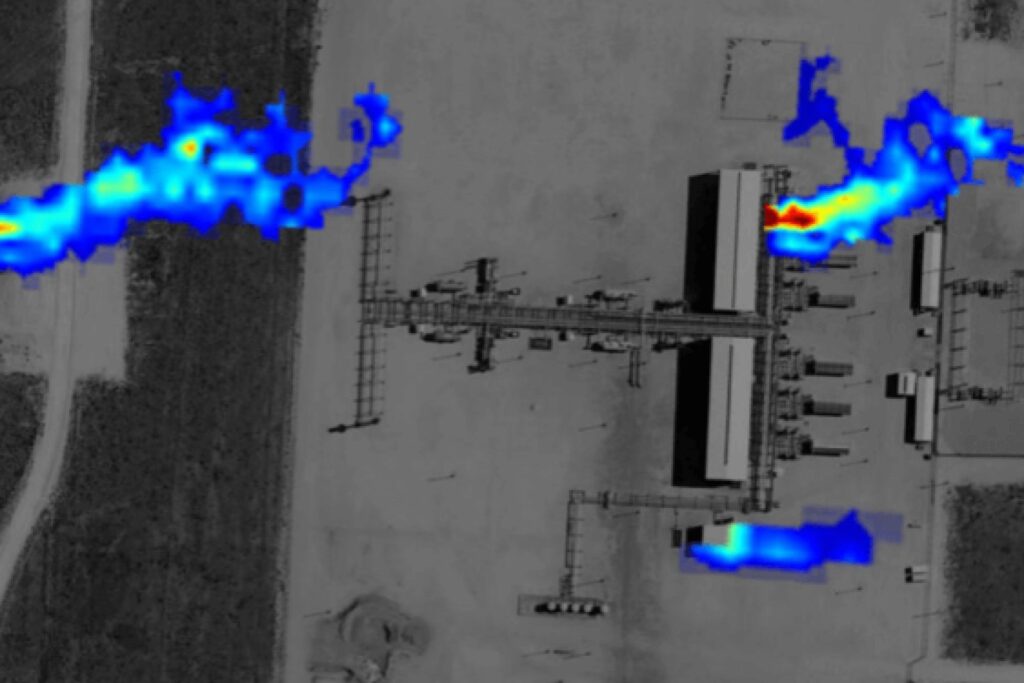Imagen Lidar detectando fugas de metano en planta de gas