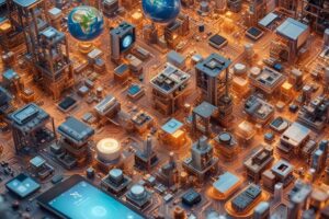 Vista detallada de un circuito electrónico con elementos tecnológicos avanzados