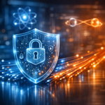 Escudo digital con candado representando ciberseguridad cuántica