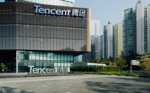 Edificio de Tencent con su logo visible en la fachada