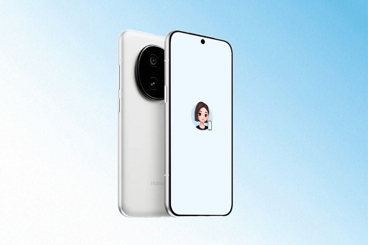 Teléfono ZTE Nubia M153 mostrando una interfaz de inteligencia artificial