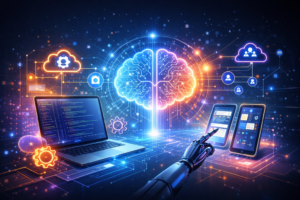 Ilustración de inteligencia artificial y servicios de aplicaciones gestionadas