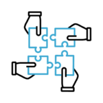 Icono de piezas de rompecabezas representando cooperación regulatoria