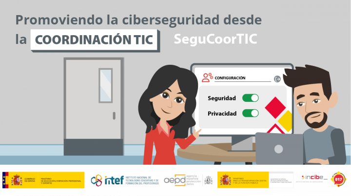 Ilustración sobre ciberseguridad y coordinación TIC en escuelas