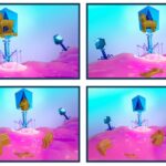 Ilustración del sistema de defensa SNIPE en bacterias contra virus